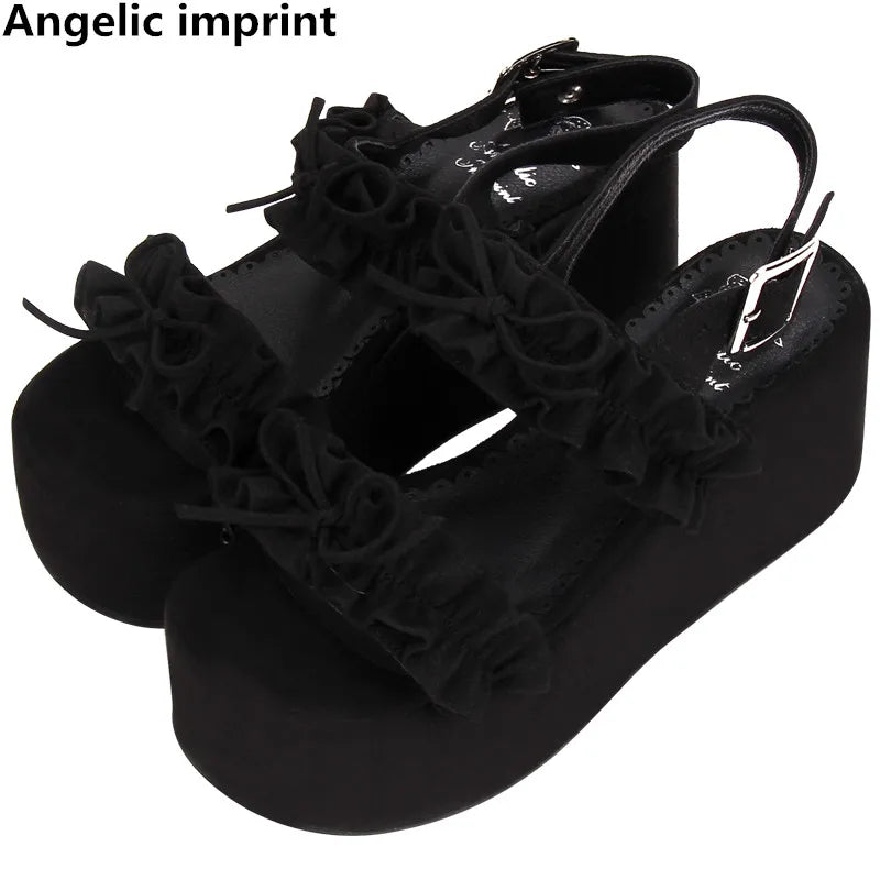 Angelic imprint woman mori girl lolita cosplay shoes lady high heels pumps women princess summer dress party sandals 8cm 33-47