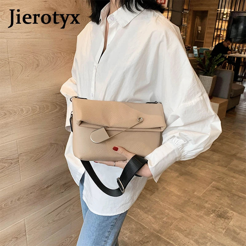 JIEROTYX Women's New Crossbody Bag 2020 – Spring Fashion Square Leather Shoulder Messenger Bag, Huge Clip Design