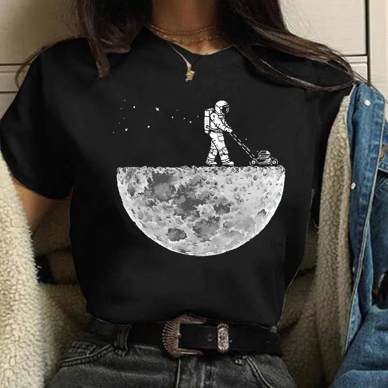 Intergalactic Juggler Round Neck Short Sleeved Graphic Tee Shirt