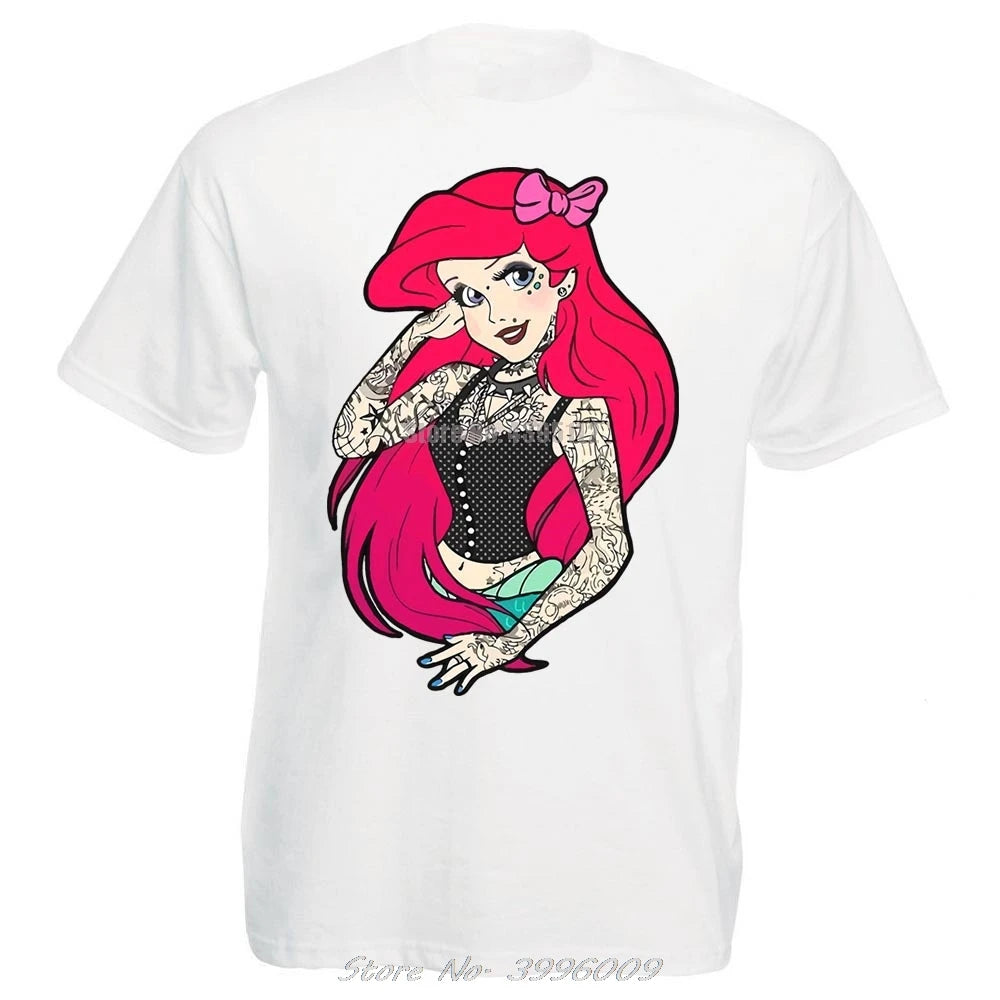 Gothic Pretty Punk Princess Swag Short Sleeve Cartoon Graphic Print Unisex T-Shirt