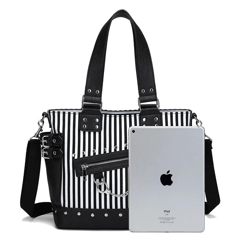 Punk Gothic Luminous Strip Handbag Messenger Shoulder Bag - Women’s Crossbody Canvas Tote