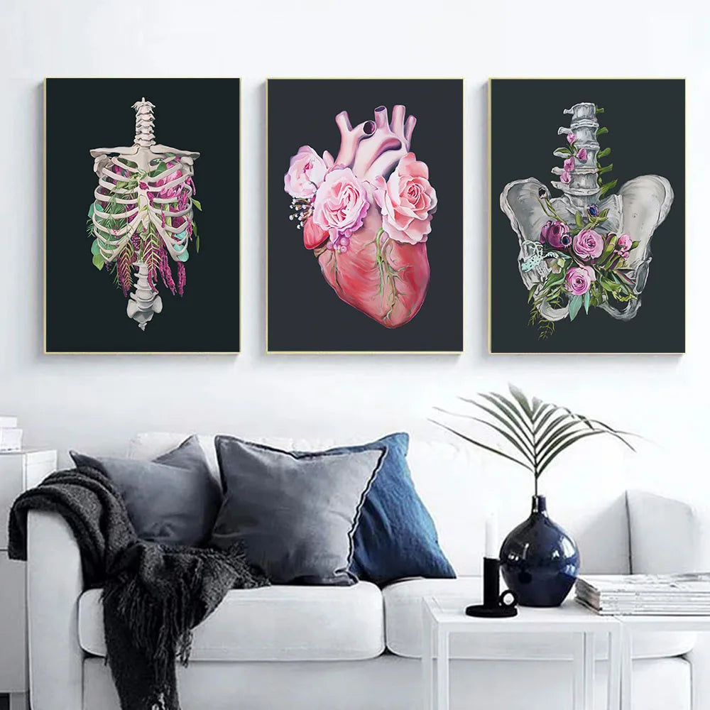 Abstract Human Body Canvas Prints – Vintage Anatomical Wall Art for Living Room Home Decor