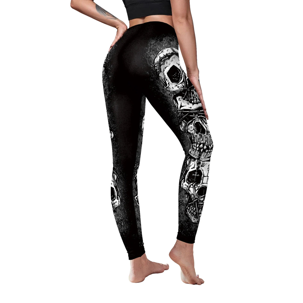 [You're My Secret] 2021 Fashion Machinery Sexy Legging Gothic Satan Skull Printed Black Leegings PUSH UP Workout Fitness Pants