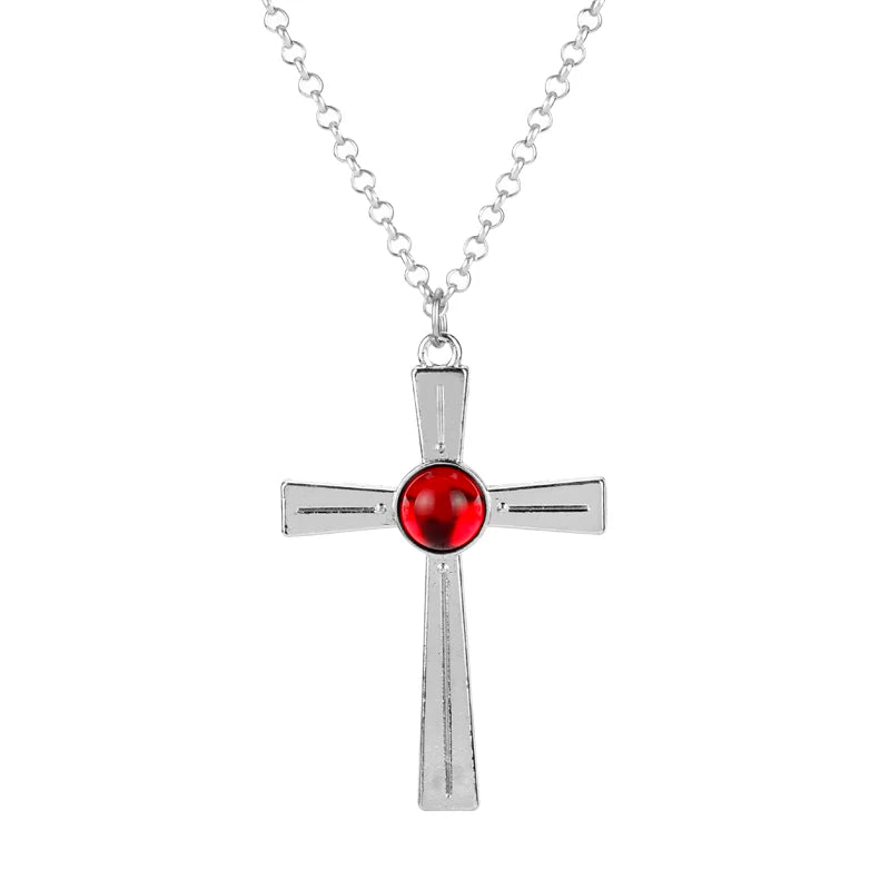 Fashionable Vampire Knight Necklace - Akashiya Moka Seal Cross Logo Metal Pendant, Cosplay Jewelry