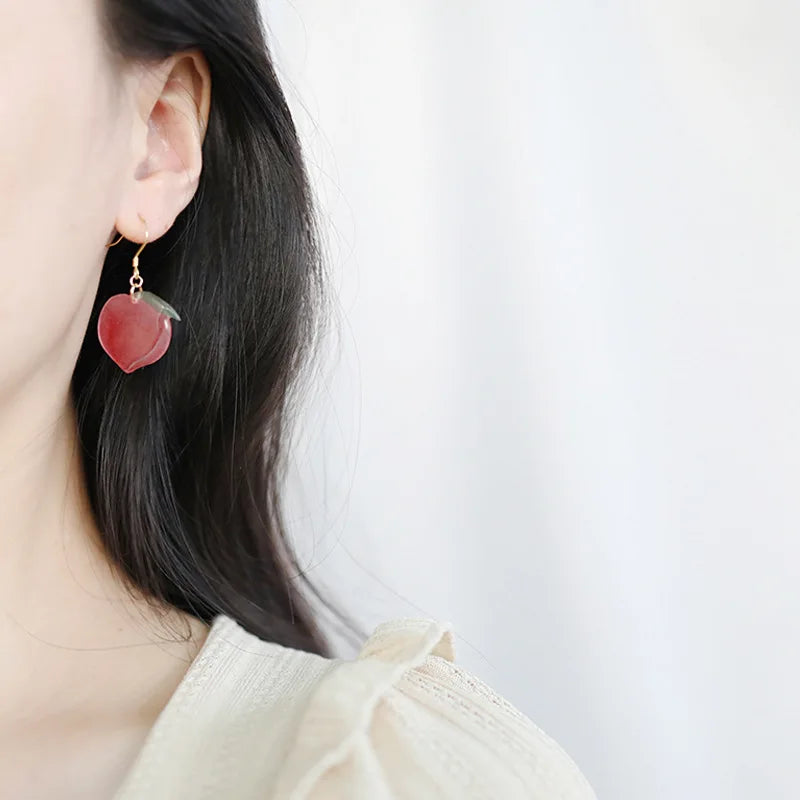 Fashion Asymmetry: Simple Sweet Pink Peach Cute Acrylic Earrings For Women