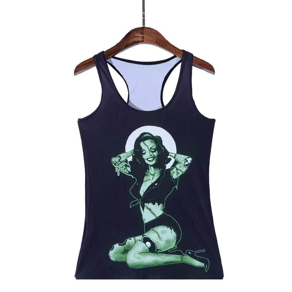 [You're My Secret] Scary Witchy Printed Camisole - Sleeveless Gothic Graphic Tank Top for Women