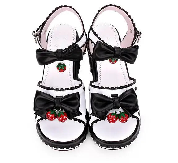 Angelic imprint woman mori girl lolita cosplay shoes lady trifle heel wedges pumps women princess summer dress sandals 33-47 bow