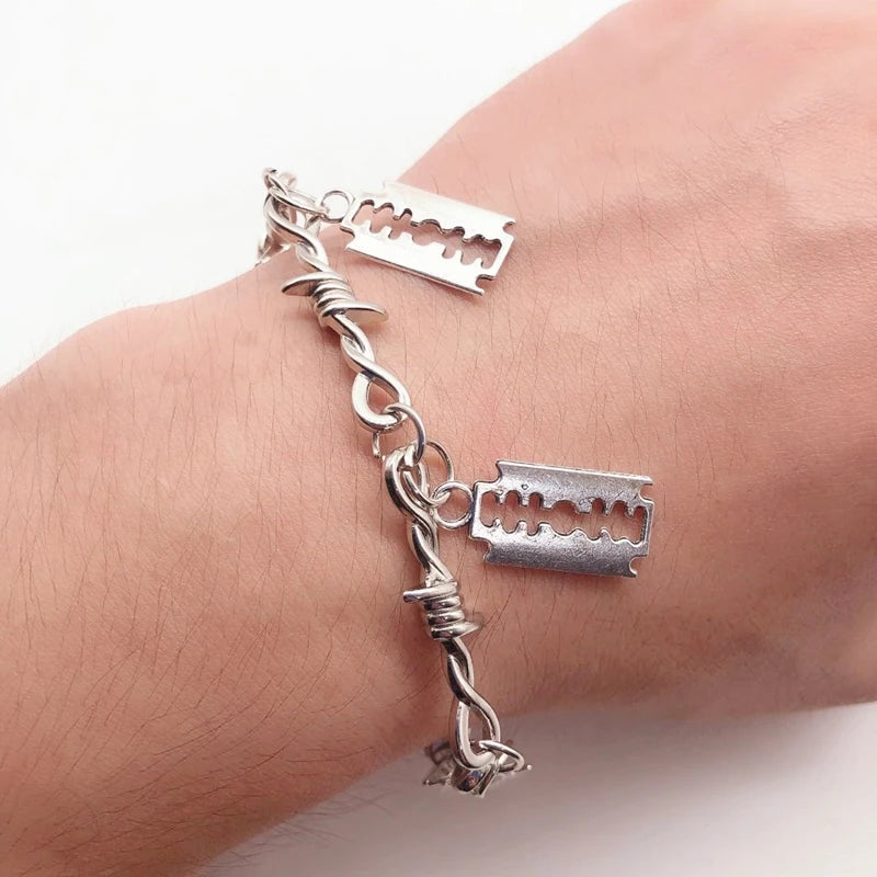 Small Wire Brambles Iron Alloy Unisex Bracelet | Women’s Hip-Hop Gothic Punk Blade Barbed Wire Thorns Bracelet | Unique Gifts