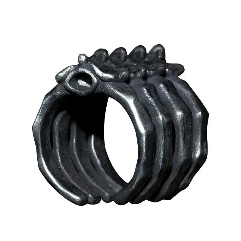 Creative Men's Ribcage Open Ring – Gothic Punk Style Jewelry, Unique Gift for Him