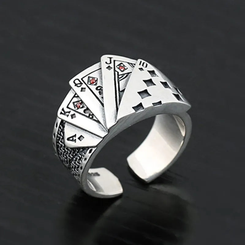 Punk Poker Rings: Funny Goth Hip Hop Fashion for Women and Men, Ideal Couple Gift Jewelry