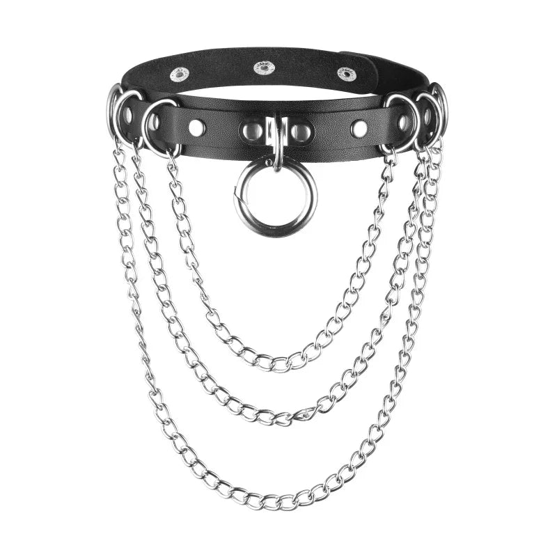 Key To My Heart Lock And Chain PU Leather Choker Necklace Goth Punk Costume Fashion Accessories