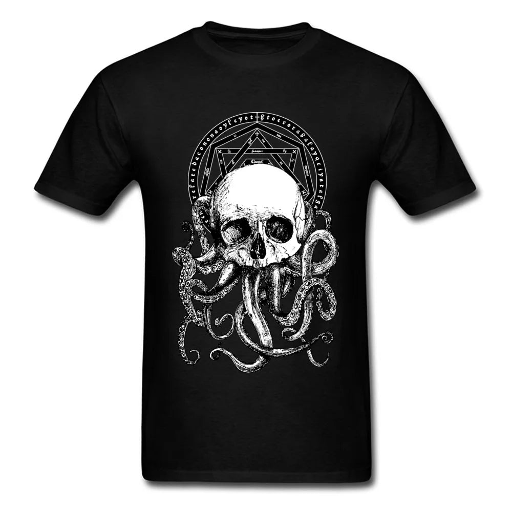 Pieces of Cthulhu T-Shirt - Crazy Skull Octopus Print, Vintage Style Cotton Tee for Men