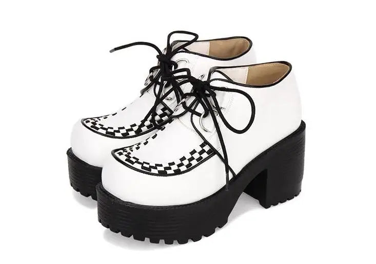 Angelic imprint Gothic woman mori girl lolita cosplay punk shoes lady high heels pumps women dress party shoes lace up 35-40 8cm