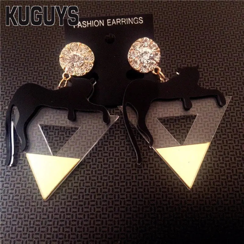 KUGUYS Clear Large Drop Dangle Earrings | Crystal Alloy Post Jewelry | Acrylic Hip-Hop Leopard Triangle Accessories for Women