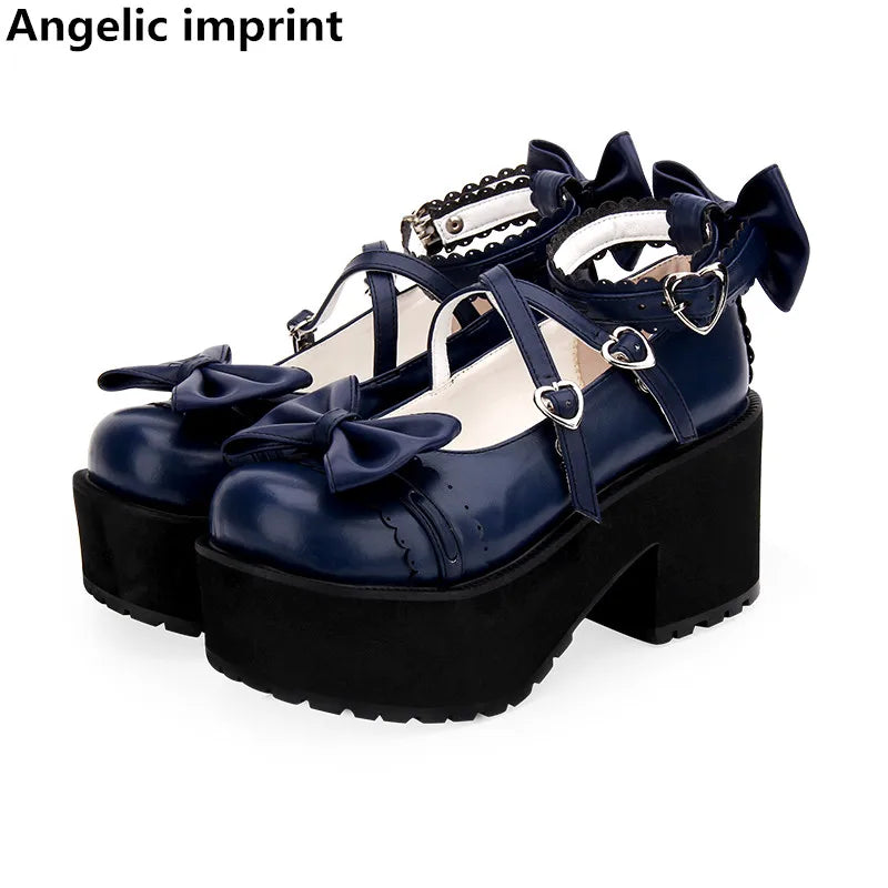 Angelic imprint new woman mori girl lolita cosplay shoes lady high heels wedges Pumps women princess dress party shoes 8cm 33-47