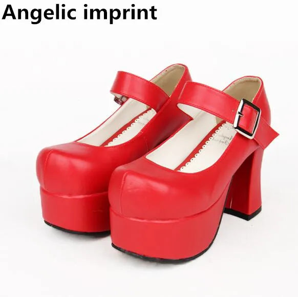 Angelic imprint woman mori girl lolita cosplay shoes lady high heels pumps women princess dress lovely party shoes 33-47 9.5cm