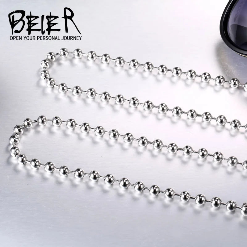 316L Stainless Steel Ball Necklace Chain - Grunge Vibes, Available in 2.4mm, 3mm, 4mm, 5mm, 6mm for Pendants or Wear Alone