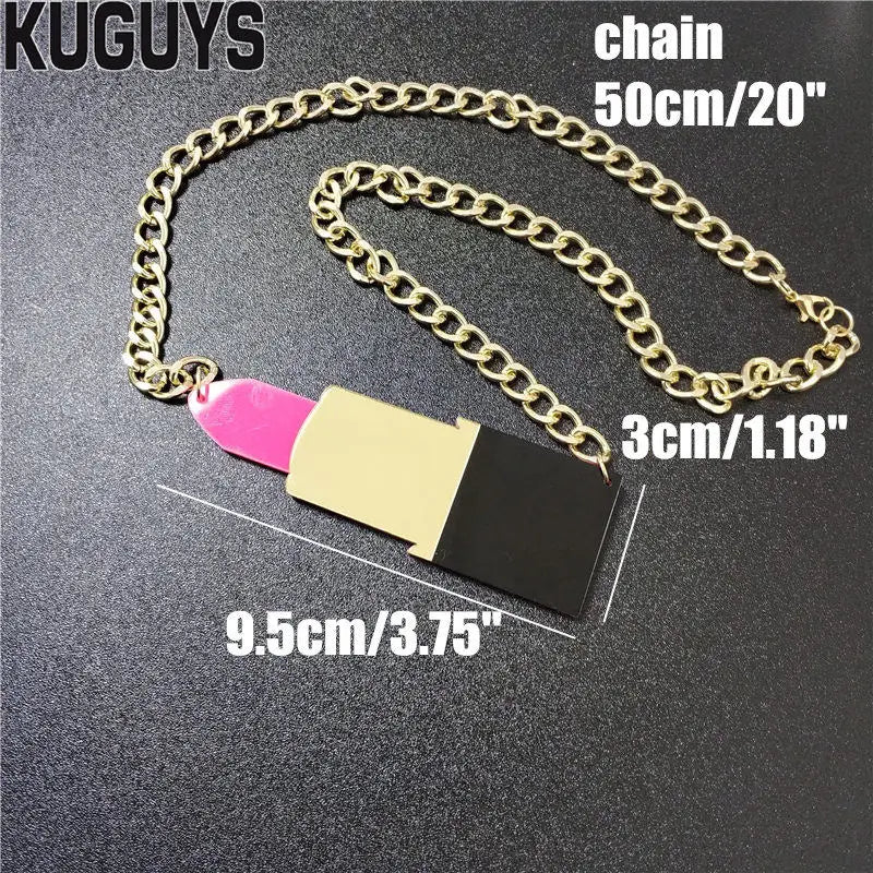 KUGUYS Fashion Jewelry Sets: Acrylic Large Pendant Necklace and Lipstick Long Earrings Sold Separately for Women