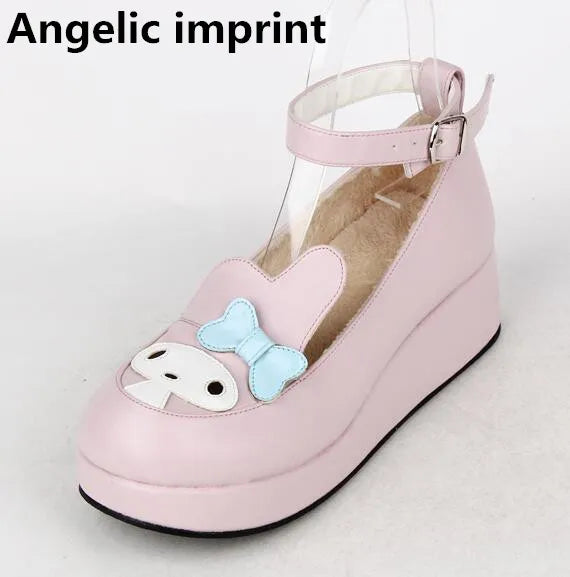 Angelic imprint woman mori girl lolita cosplay shoes lady low heels wedges pumps women princess dress party shoes 33-47 bowtie