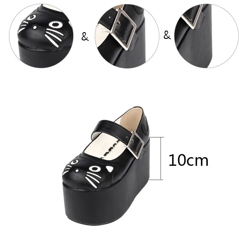 Angelic imprint handmade woman mori girl lolita cosplay shoes lady high wedges heels pumps women princess dress party shoes 10cm