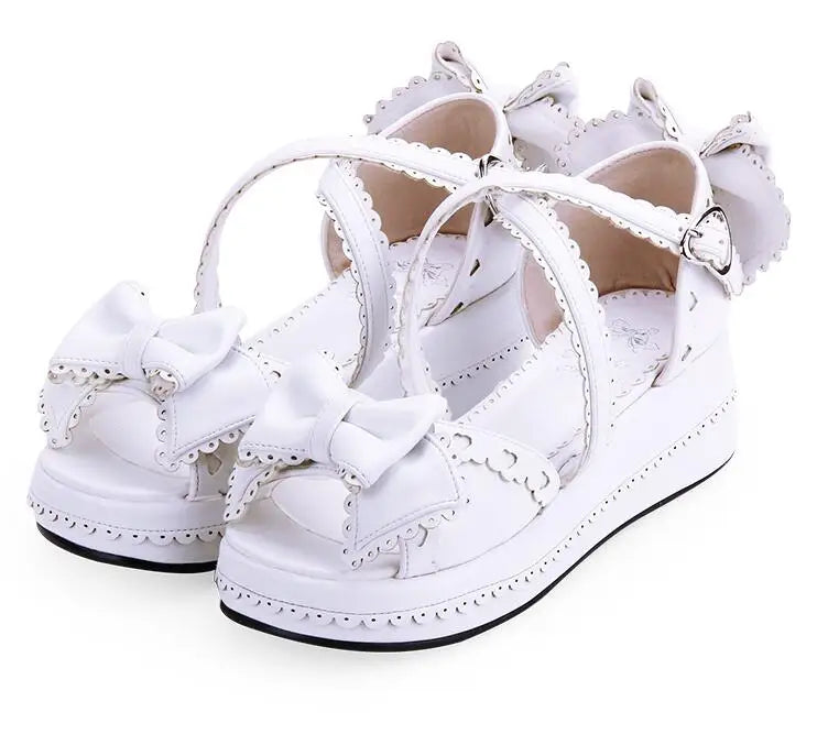 Angelic Imprint Women’s and Girls' Cross-Strap Sandals - Bow Accents, Babydoll Style Flat Shoes