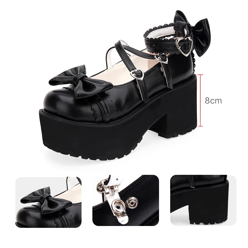 Angelic imprint new woman mori girl lolita cosplay shoes lady high heels wedges Pumps women princess dress party shoes 8cm 33-47