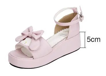 Angelic imprint woman mori girl lolita cosplay shoes lady mid wedges heels pumps women princess summer dress sandals 33-47 pink