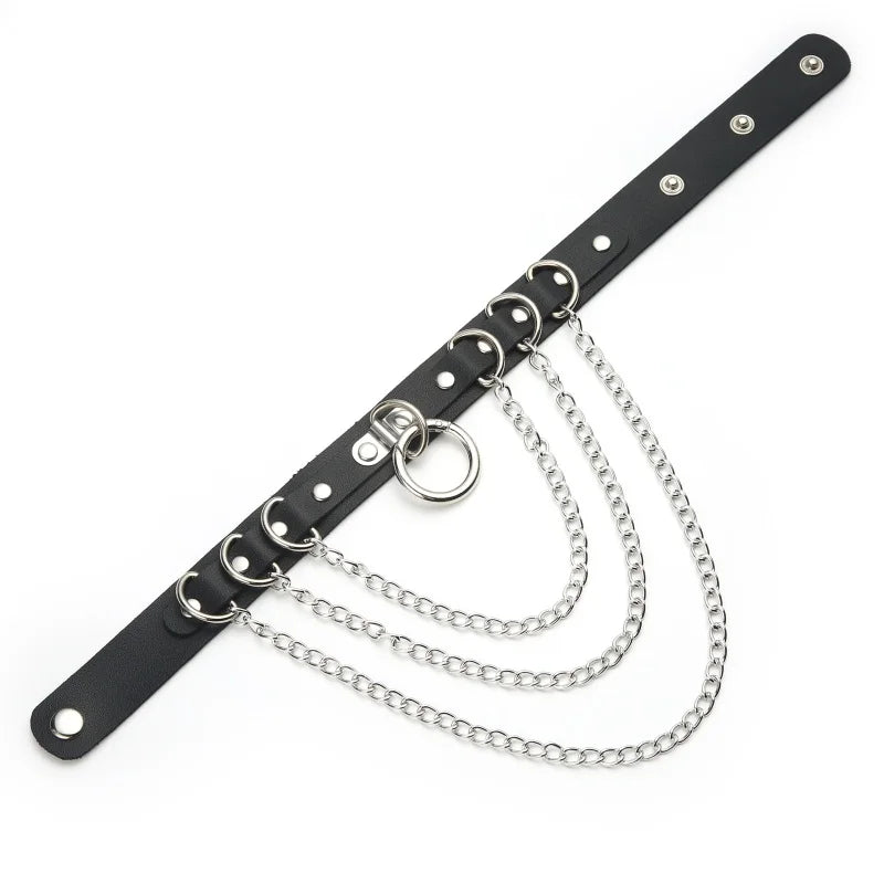 Key To My Heart Lock And Chain PU Leather Choker Necklace Goth Punk Costume Fashion Accessories