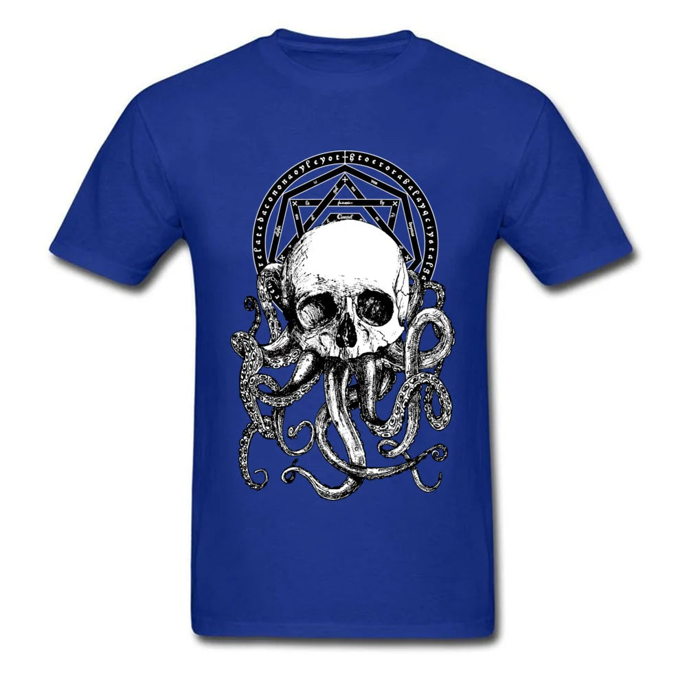 Pieces of Cthulhu T-Shirt - Crazy Skull Octopus Print, Vintage Style Cotton Tee for Men