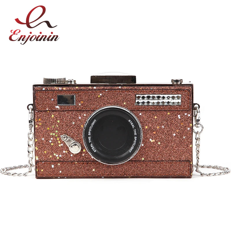 Dazzling Design Camera Styling Fashion Chain Purse Shoulder Bag Women Crossbody Mini Messenger Bag Girls Samll Flap Phone Bag