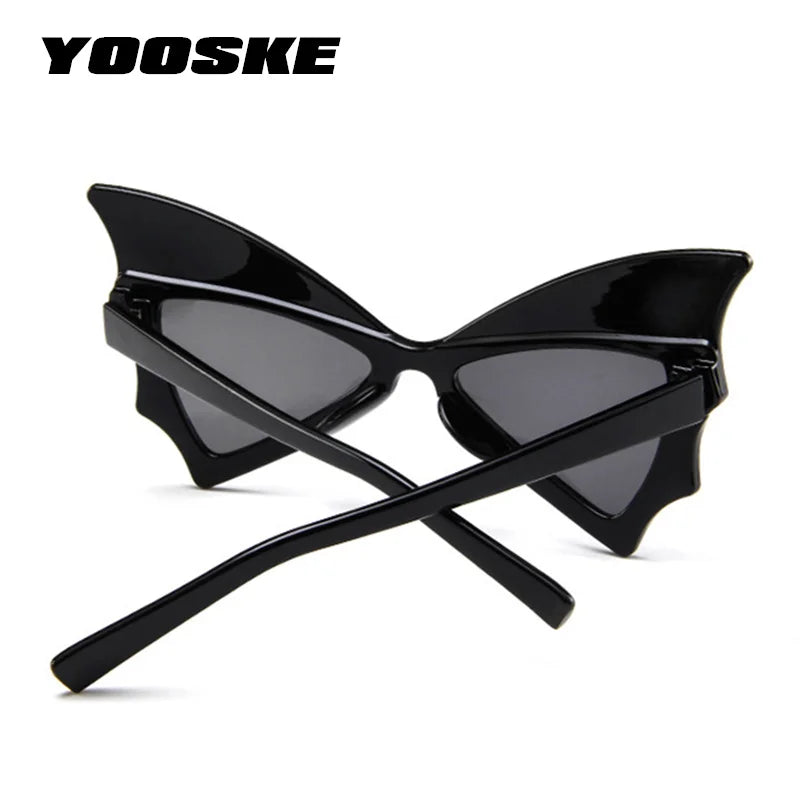 YOOSKE Oversize Sunglasses Women Bat Sharp Shades Sun glasses Rivet Big Frame Sunglass Personality Dance Party Glasses