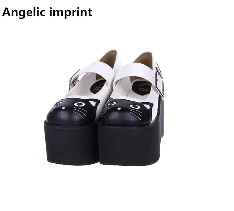 Angelic imprint handmade woman mori girl lolita cosplay shoes lady high wedges heels pumps women princess dress party shoes 9621