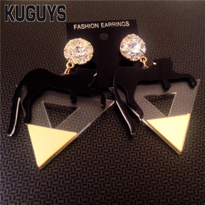 KUGUYS Clear Large Drop Dangle Earrings | Crystal Alloy Post Jewelry | Acrylic Hip-Hop Leopard Triangle Accessories for Women