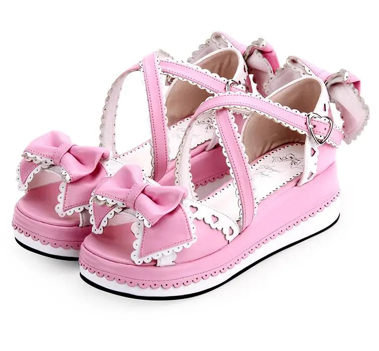 Angelic Imprint Women’s and Girls' Cross-Strap Sandals - Bow Accents, Babydoll Style Flat Shoes