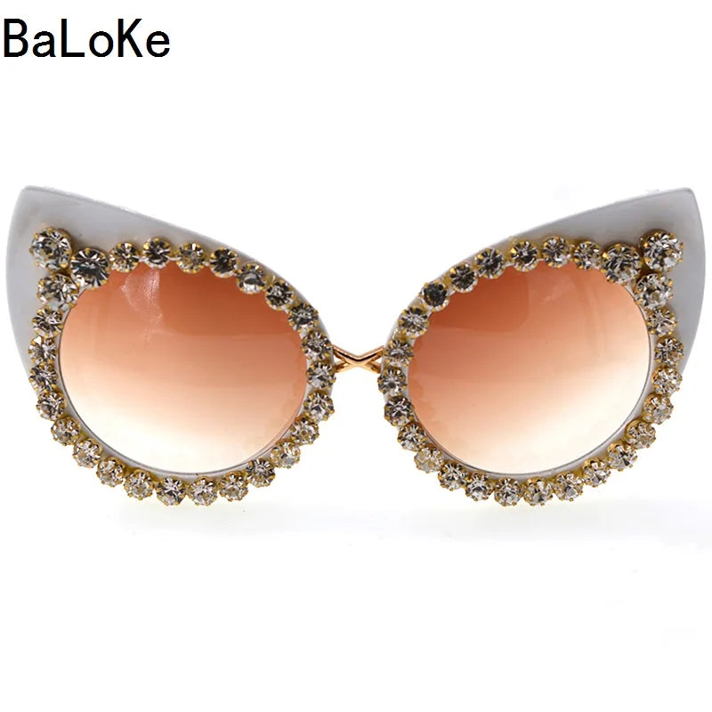 Baroque Rhinestone Cat Eye Sunglasses for Women – Oversize, Cool Fashion Design, Ladies Stylish Sun Glasses