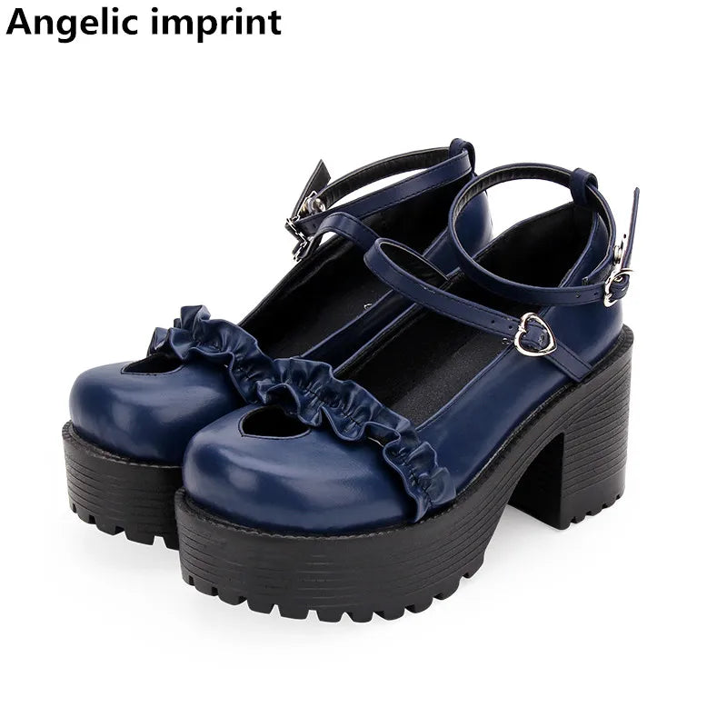 Angelic Imprint Mori Girl Lolita Platform Party Shoes - Pearlescent PU with 8cm Heels