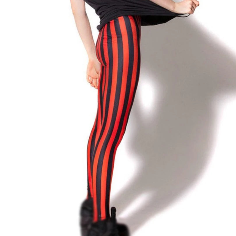 Women Stripe Leggings Slim Skinny Leggings White Black Red Rose Yellow Striped Spring Summer Running Gym Stretchy Pants Trousers