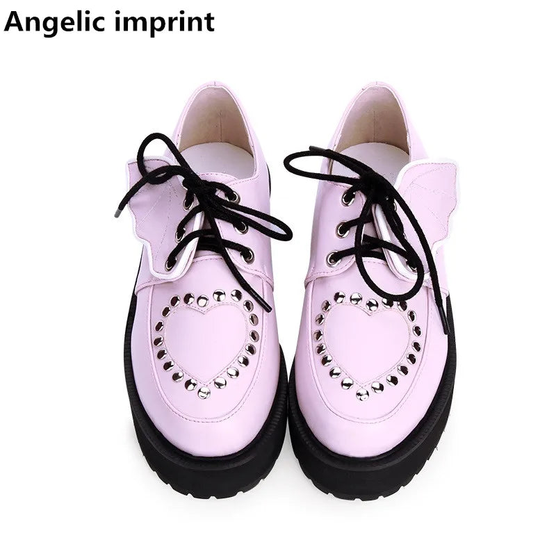 Angelic Imprint Women's Mori Girl Lolita Shoes - High Heels with Wings (8cm), Sizes 33-47, Princess Party Pumps