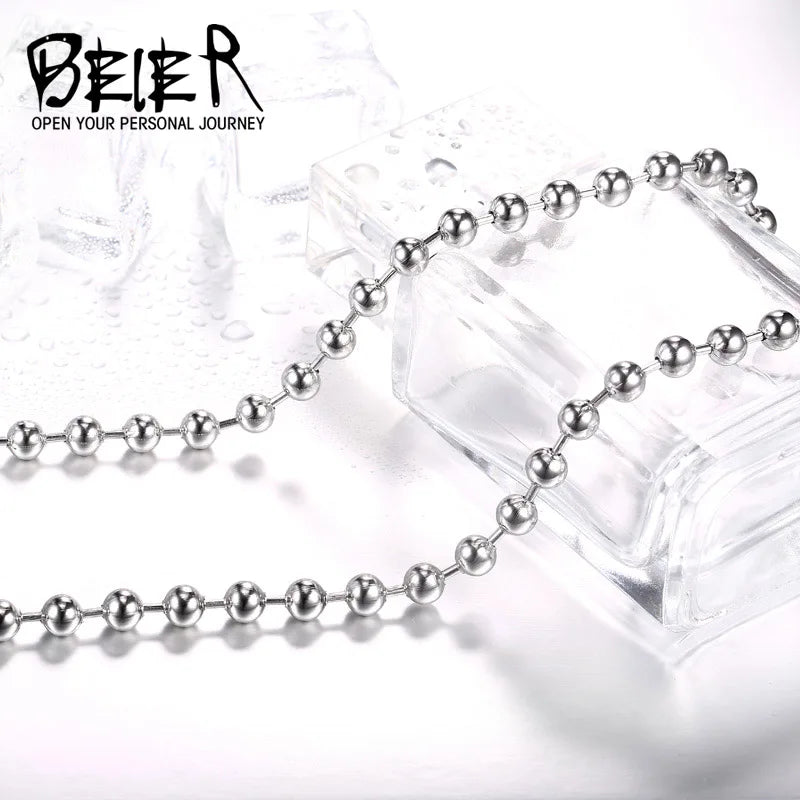 316L Stainless Steel Ball Necklace Chain - Grunge Vibes, Available in 2.4mm, 3mm, 4mm, 5mm, 6mm for Pendants or Wear Alone