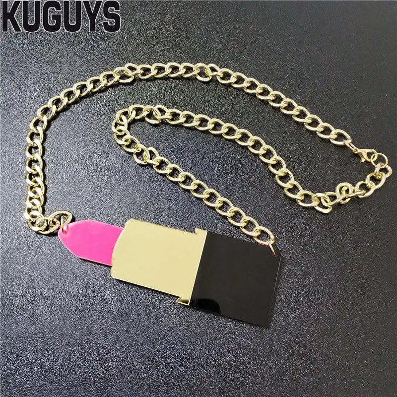 KUGUYS Fashion Jewelry Sets: Acrylic Large Pendant Necklace and Lipstick Long Earrings Sold Separately for Women