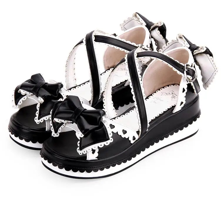 Angelic Imprint Women’s and Girls' Cross-Strap Sandals - Bow Accents, Babydoll Style Flat Shoes