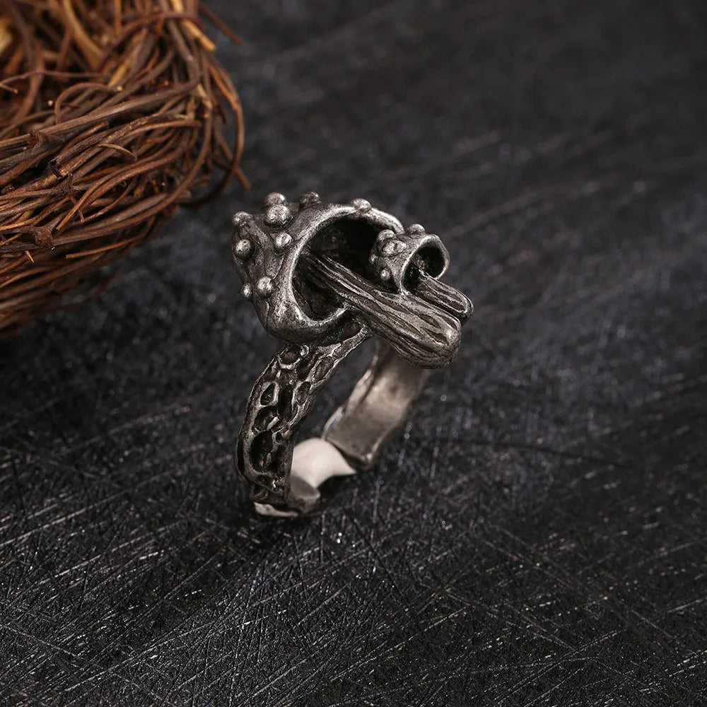 Vintage Dark Mushroom Adjustable Ring for Women - Gothic Punk Men’s Rings