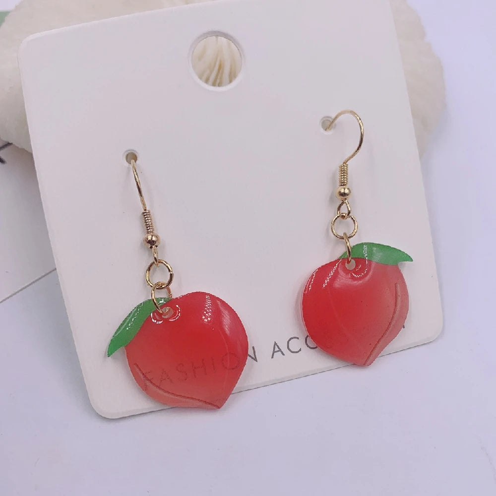 Fashion Asymmetry: Simple Sweet Pink Peach Cute Acrylic Earrings For Women