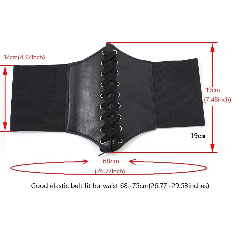 Women Corset Belt Fashion Vintage PU Leather Gothic Sexy Belt High Quality Bustier Slimming Waist  Corset Black Wide Belt VB0001