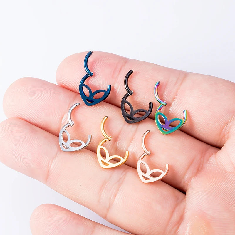 1pc Alien Hoop Septum Nose Ring Hinged Clicker Segment Cartilage Earring Eyebrow Piercing Ear Stud Tragus Helix Body Jewelry 16G