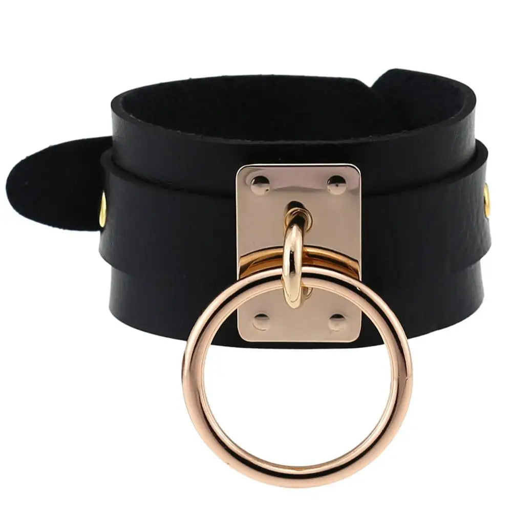 Gothic Leather Wristband Bracelet Cuff: Metal Armbands for Women and Men, Emo Punk Cosplay Jewelry