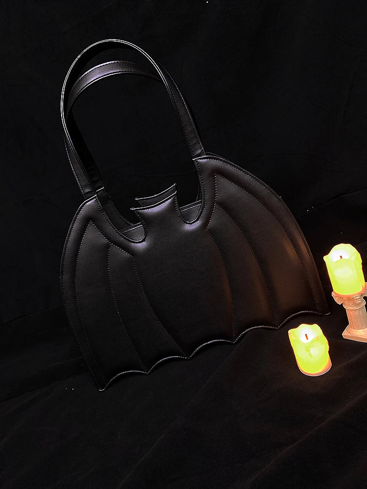 Goth Dark Style Bat Shape Women Handbag and Purse Halloween Party Lolita Girls Black Hand Bags Punk Designer Animal Clutch