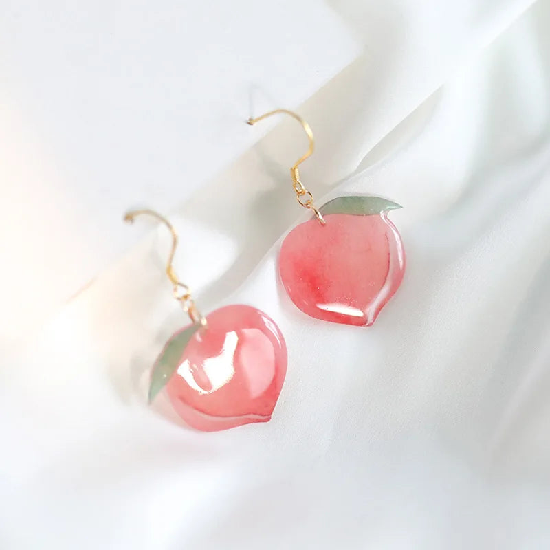 Fashion Asymmetry: Simple Sweet Pink Peach Cute Acrylic Earrings For Women