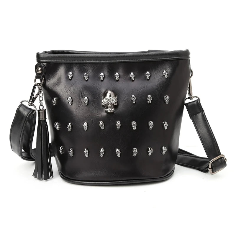 Fashion Women Skull Punk Goth Tassel Messenger Shoulder Bag Crossbody Handbag