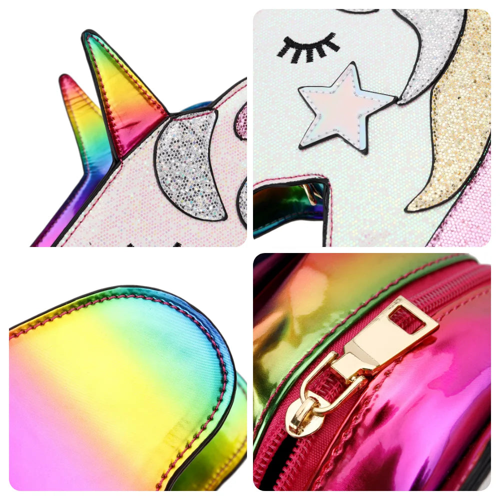 Cute Unicorn Shoulder Bag Fashion Small Chain Crossbody Bag Laser Women Purses and Handbags Cartoon Design Clutch Kawaii Pouch